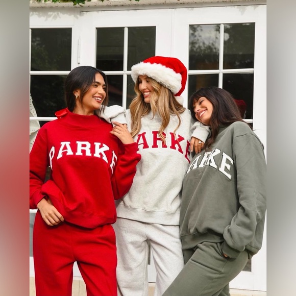 NWT Parke Varsity Mockneck in Green + White in a size L/XL - Picture 3 of 6